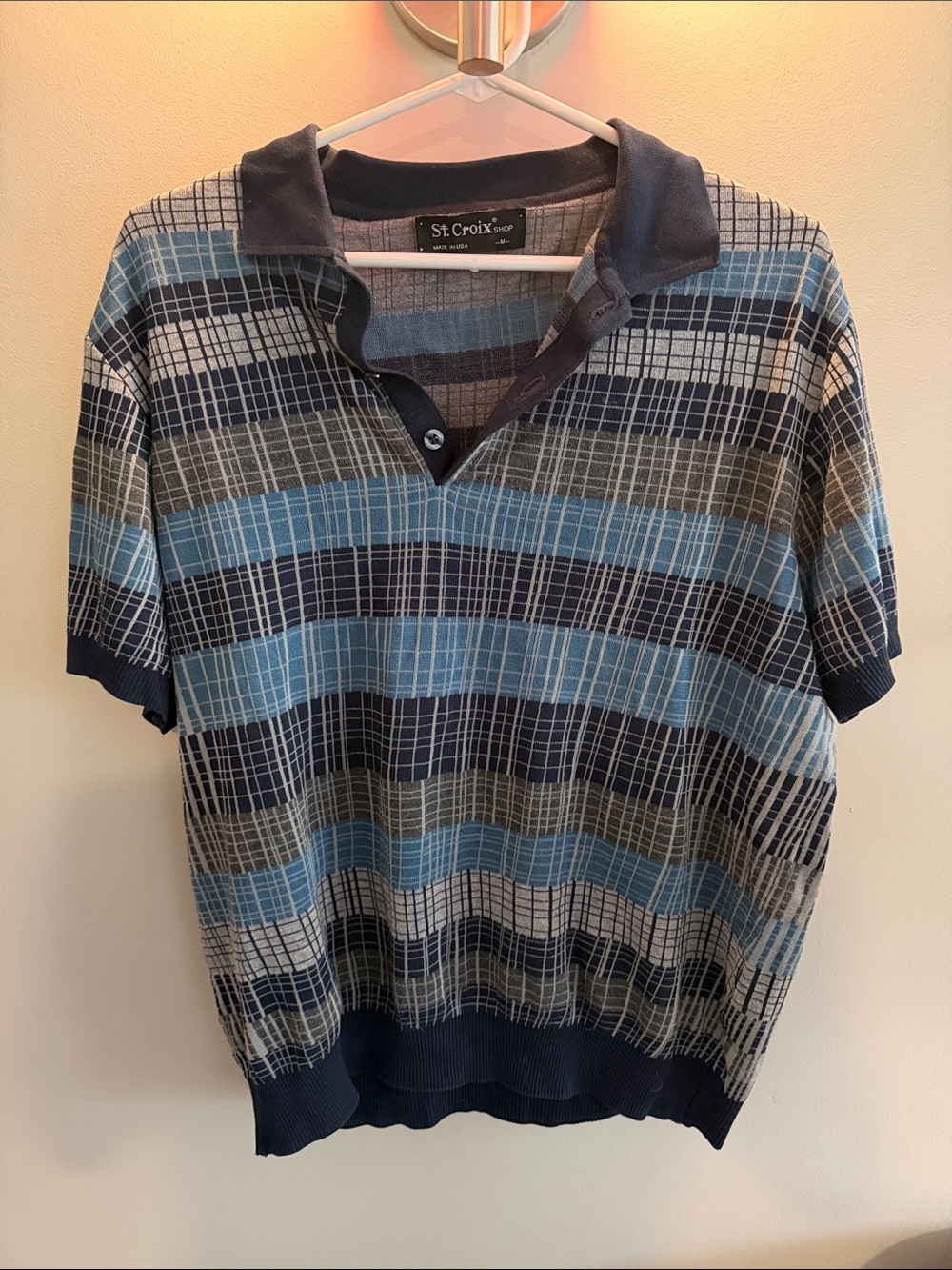 St. Croix Blue Pattern Short-Sleeve Polo from luxury craftsman brand St. Croix.